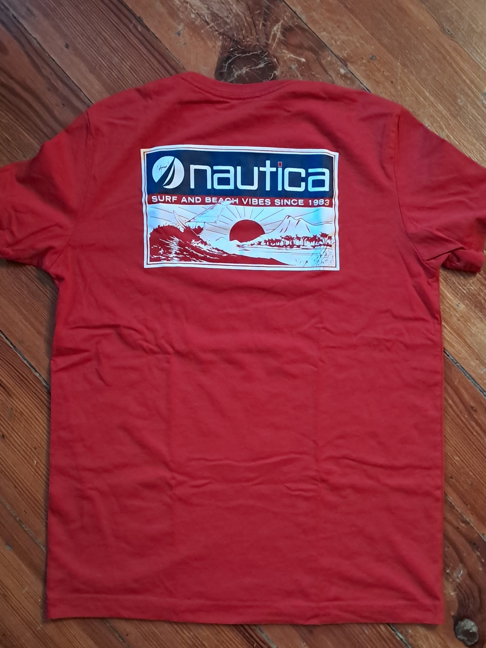 Nautica Men's Red Graphic Back Logo Tee